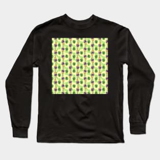 Tropical Pinapple and Leaves Pattern Long Sleeve T-Shirt
